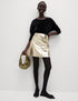 Marks & Spencer "Leather Look Metallic Mini A-Line Skirt"